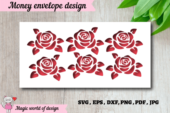 Beautiful Floral Rose Money Envelope Svg