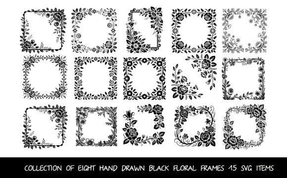 Black Floral Frames Collection