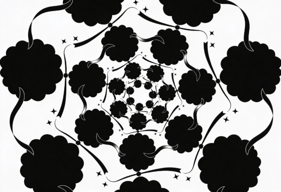 Black Floral Swirl Mandala SVG Cut File