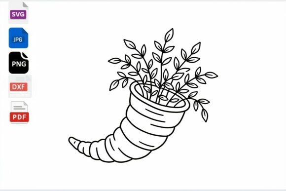 Cornucopia SVG Clipart Floral Outline