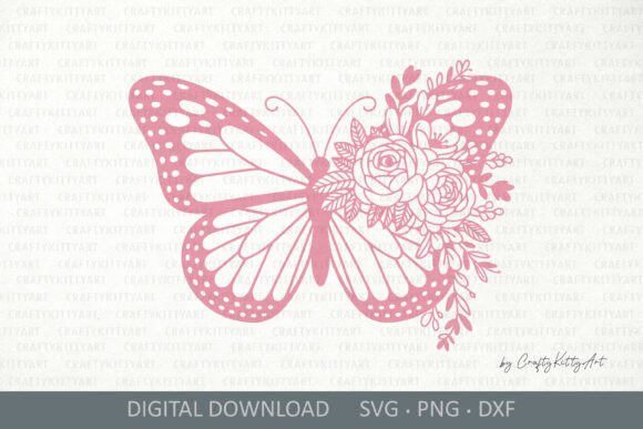 Elegant Floral Flowers Butterfly SVG