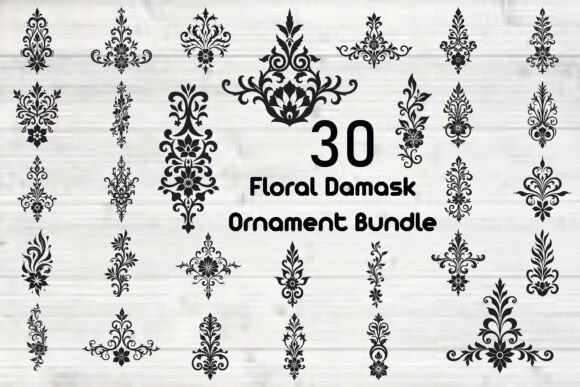 Floral Damask Ornament Bundle