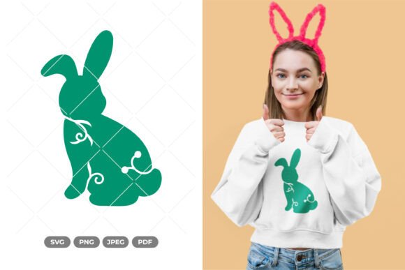 Floral Easter Bunny SVG Clipart