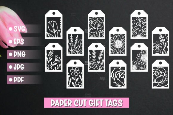 Floral Gift Tags SVGs, Tags for Presents