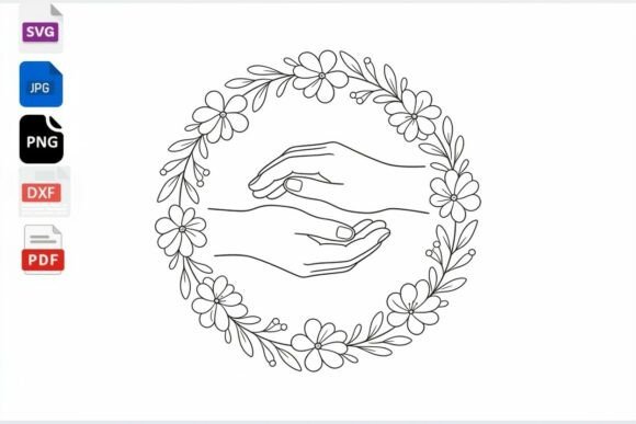 Floral Hands Wreath SVG Clipart
