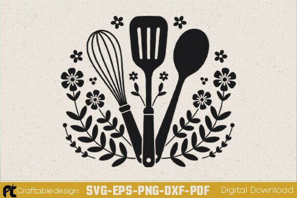 Floral Kitchen Baking Tools SVG