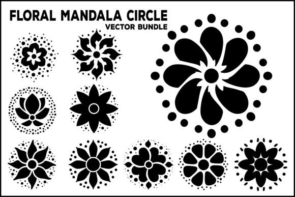 Floral Mandala Circle Vector Bundle