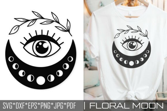 Floral Mystical Eye Moon SVG Cut File