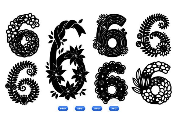 Floral Number Six SVG Collection