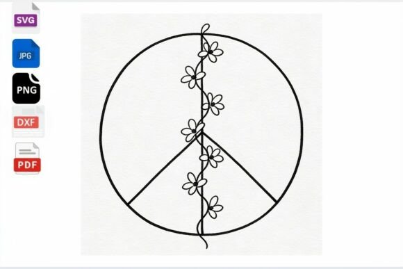 Floral Peace Sign SVG Cut File Flower