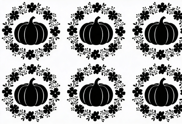 Floral Pumpkin Wreath SVG Cut File