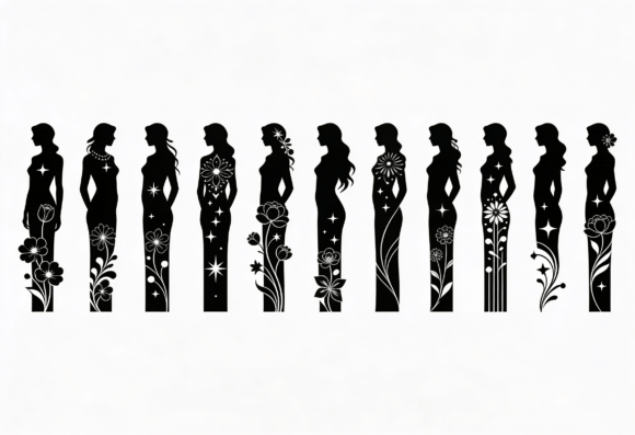 Floral Silhouette Woman SVG Bundle