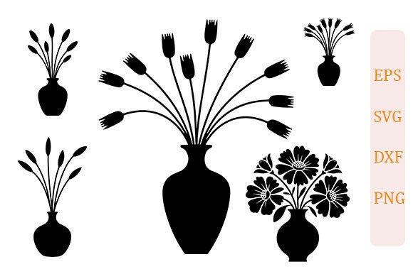 Floral Vase Arrangement SVG PNG Set