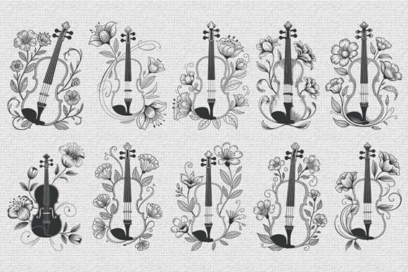 Floral Violin Music SVG Bundle