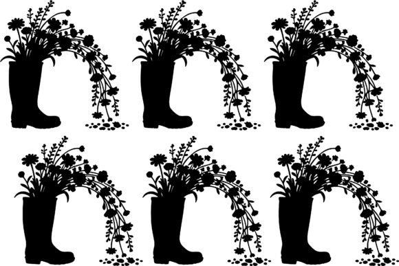 Floral Wellies Silhouette SVG
