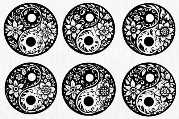 Floral Yin Yang SVG Bundle.08 Design