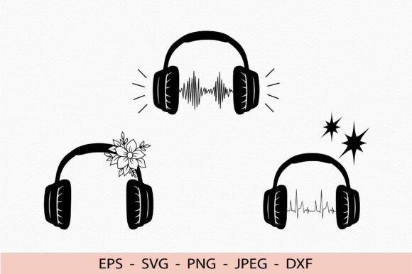 Headphones Svg Cricut Floral Music Dxf
