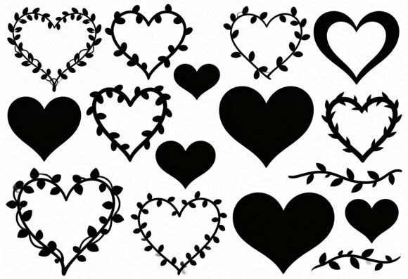 Heart SVG Bundle Floral Vine Solid