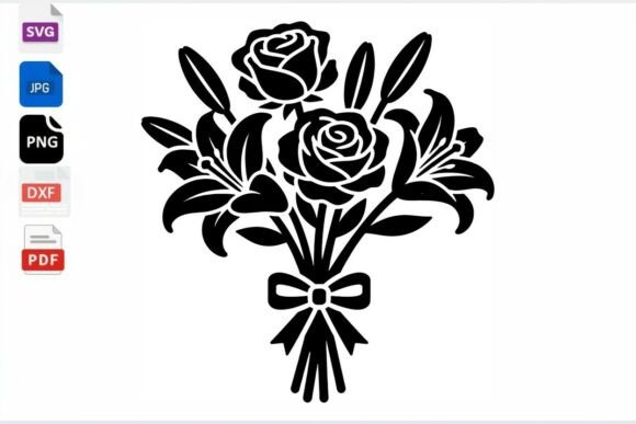 Rose Lily Bouquet SVG Clipart Floral