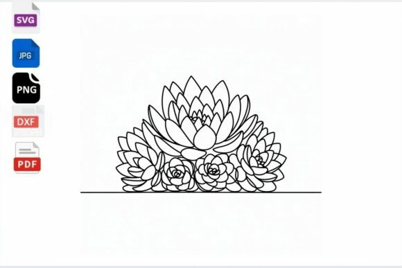 Succulent Floral Line Art SVG Cut File