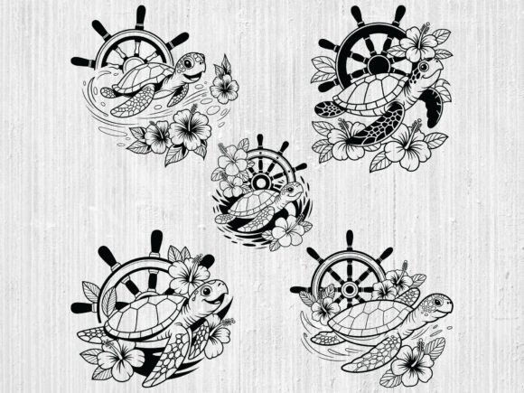 Turtle with Flower Svg Bundle, Floral