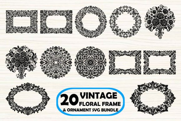 Vintage Floral Frame Ornament Bundle
