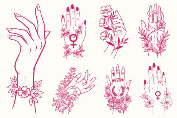 Women’s Day Floral Feminine Hand SVG Set